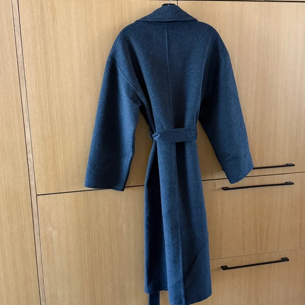PAIGE Connery Wool-Blend Long Robe Coat in charcoal gray color Size XSmall NWT